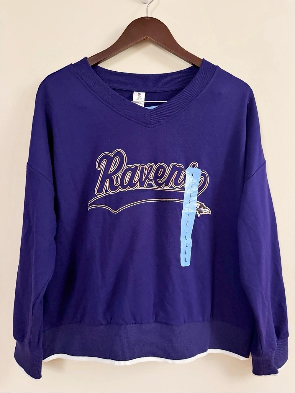 NFL Team Apparel Baltimore Ravens NFL Long Sleeve Pullover Purple White Large